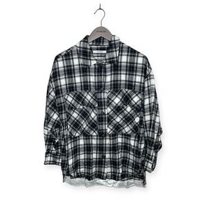 Pharaoh Collection Laura Plaid Oversized Shirt Jacket - Size Small (1)
